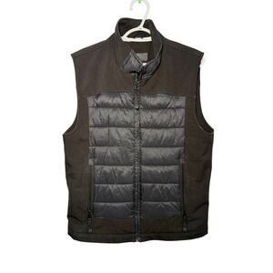 GUESS Puffer Quilted Vest Black Zip Front Stand Collar Mens Medium Gorpcore